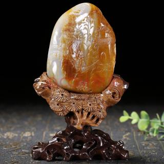臻藏和田玉籽料 意境山水 摆件 重523g