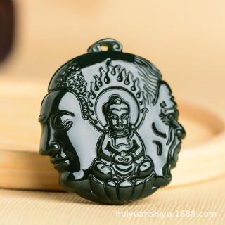 新疆和田玉青玉白玉一念之间吊坠精雕双面半魔半佛玉石玉器挂件