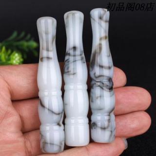 新疆和田玉烟嘴男女款烟杆老烟嘴天然青花玉竹节烟嘴过滤嘴烟斗 新疆
