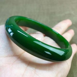 冰底七号矿帝王绿和田玉碧玉手镯60口径
