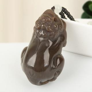 水悟月 和田玉貔貅吊坠且末糖全塘貔恘玉坠男款玉石手工雕刻孤品仅此