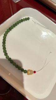 925纯银镀金镶嵌天然和田玉葫芦包金配件diy手链手串隔珠串珠配饰