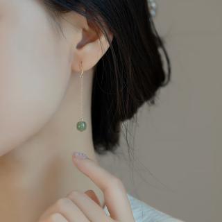 韶軒阁和田玉长款耳环女14k包金流苏耳线中国古风气质汉服穿搭耳坠 和