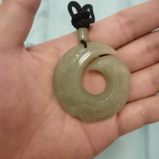 印象眸 和田玉吊坠 浅青玉时来运转挂件情侣款好运连连玉石吊坠 附送